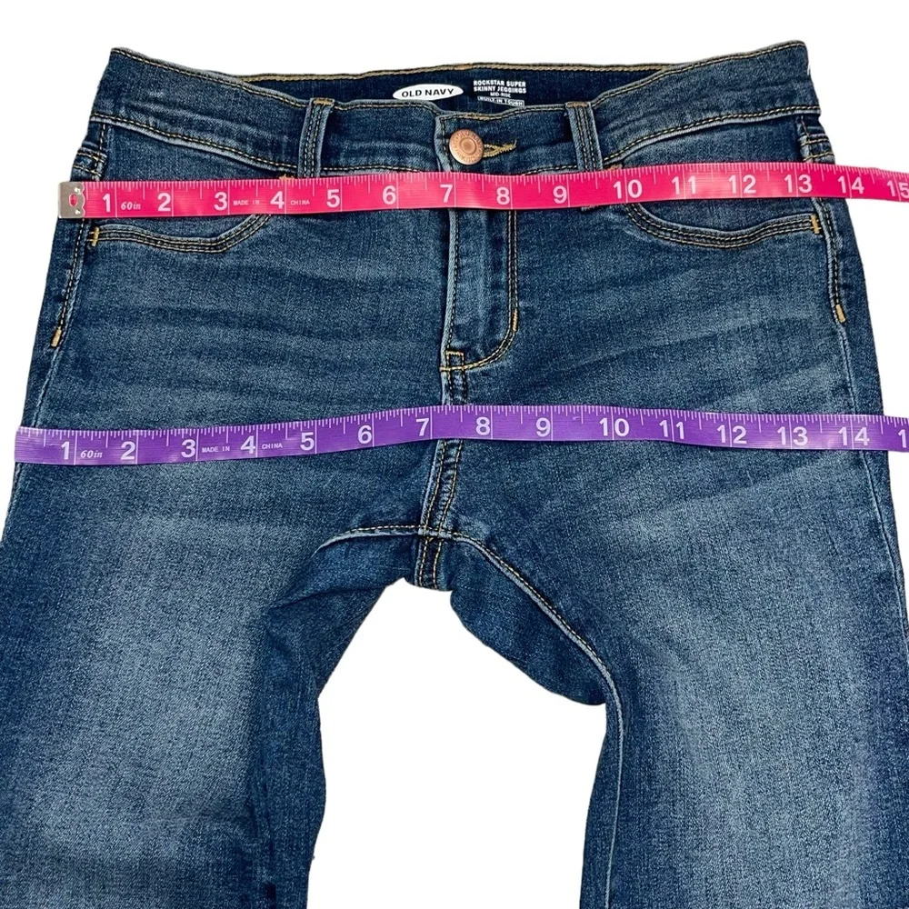 Old Navy Girls Rockstar Super Skinny Ankle Mid-Rise Dark Blue Jeans Size: 12 EUC